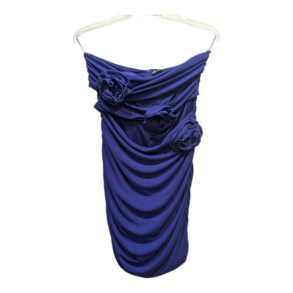 New! ZARA Cutout 3D Rosette Floral Ruched Mini Dress, XXL (US 14) - Picture 7 of 16